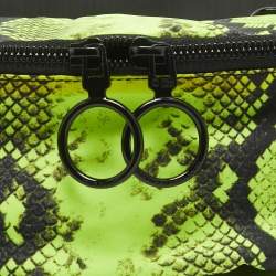 Off-White Neon Green/Black Python Print Nylon Fanny Pack Belt Bag