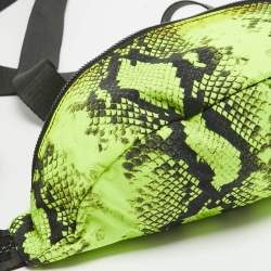 Off-White Neon Green/Black Python Print Nylon Fanny Pack Belt Bag