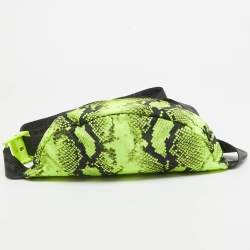 Off-White Neon Green/Black Python Print Nylon Fanny Pack Belt Bag