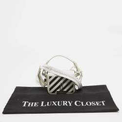 Off-White White/Black Leather Baby Binder Clip Crossbody Bag