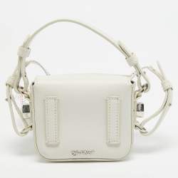 Off-White White/Black Leather Baby Binder Clip Crossbody Bag
