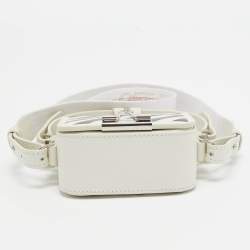 Off-White White/Black Leather Baby Binder Clip Crossbody Bag