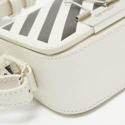 Off-White White/Black Leather Baby Binder Clip Crossbody Bag