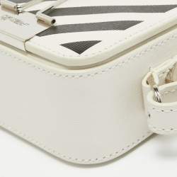 Off-White White/Black Leather Baby Binder Clip Crossbody Bag