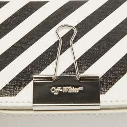 Off-White White/Black Leather Baby Binder Clip Crossbody Bag