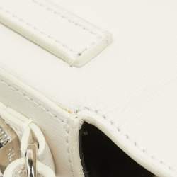 Off-White White/Black Leather Baby Binder Clip Crossbody Bag