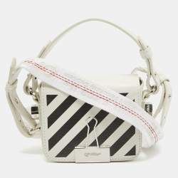 Off-White White/Black Leather Baby Binder Clip Crossbody Bag