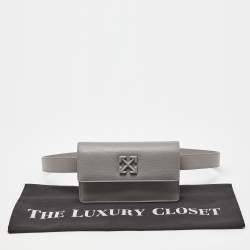 Pre Owned Off-White Grey Leather Jitney Belt Bag