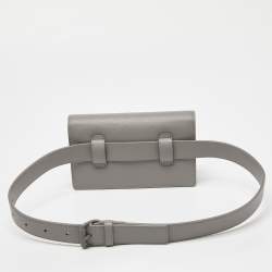 Pre Owned Off-White Grey Leather Jitney Belt Bag
