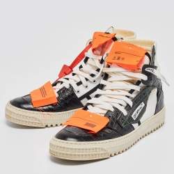 Off-White Black/White Croc Embossed and Canvas Off Court 3.0 High Top Sneakers Size 38