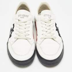 Pre Owned Off-White White Leather Vulcanised Lace Up Sneakers Size 37