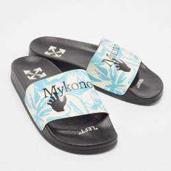 Off-White Two Town Leather Flat Slides Size 39 