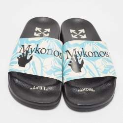 Off-White Two Town Leather Flat Slides Size 39 