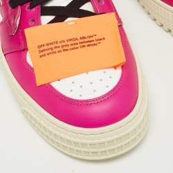 Pre Owned Off-White Fuchsia/White Leather 3.0 Off Court Sneakers Size 39