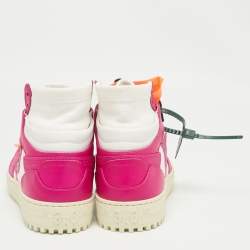 Pre Owned Off-White Fuchsia/White Leather 3.0 Off Court Sneakers Size 39