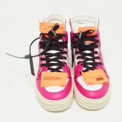 Pre Owned Off-White Fuchsia/White Leather 3.0 Off Court Sneakers Size 39