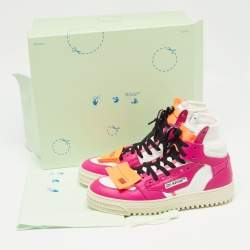 Pre Owned Off-White Fuchsia/White Leather 3.0 Off Court Sneakers Size 39