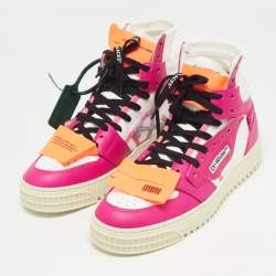 Pre Owned Off-White Fuchsia/White Leather 3.0 Off Court Sneakers Size 39