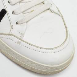 Pre Owned Off-White White/Black Leather and Suede 2.0 Sneakers Size 40