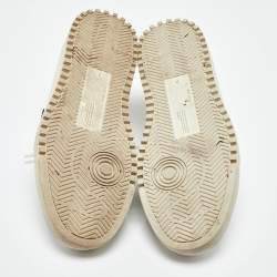 Pre Owned Off-White White/Black Leather and Suede 2.0 Sneakers Size 40