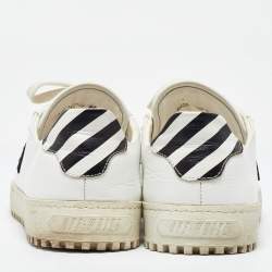 Pre Owned Off-White White/Black Leather and Suede 2.0 Sneakers Size 40