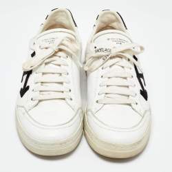 Pre Owned Off-White White/Black Leather and Suede 2.0 Sneakers Size 40