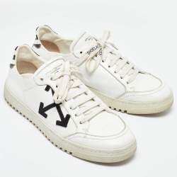 Pre Owned Off-White White/Black Leather and Suede 2.0 Sneakers Size 40