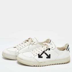 Pre Owned Off-White White/Black Leather and Suede 2.0 Sneakers Size 40