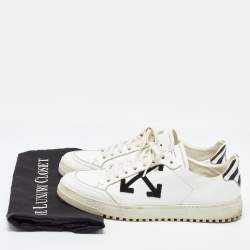 Pre Owned Off-White White/Black Leather and Suede 2.0 Sneakers Size 40