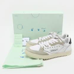 Off-White White/Grey Canvas and Suede 5.0 Low Top Sneakers Size 39