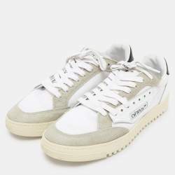 Off-White White/Grey Canvas and Suede 5.0 Low Top Sneakers Size 39