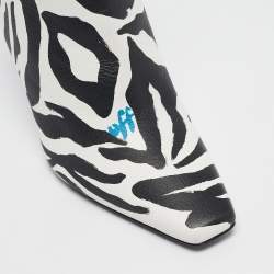Off-White Black/White Zebra Print Leather Allen Booties Size 38