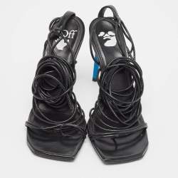 Off-White Black Leather Ankle Strap Sandals Size 37