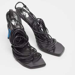 Off-White Black Leather Ankle Strap Sandals Size 37