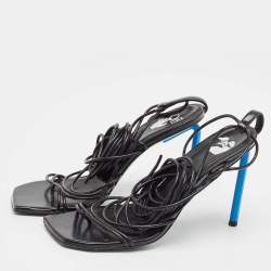 Off-White Black Leather Ankle Strap Sandals Size 37