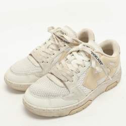 Off-White Cream Leather and Mesh Out Of Office Low Top Sneakers Size 38