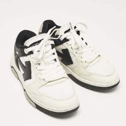 Off-White White/Black Leather and Mesh Slim Out Of Office Sneakers Size 37