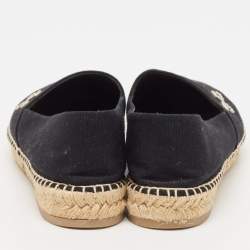 Off-White Black Canvas Espadrille Flats Size 40