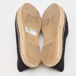 Off-White Black Canvas Espadrille Flats Size 40