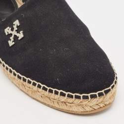 Off-White Black Canvas Espadrille Flats Size 40