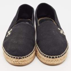 Off-White Black Canvas Espadrille Flats Size 40