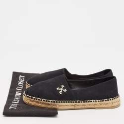 Off-White Black Canvas Espadrille Flats Size 40
