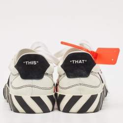 Off-White Black/White Suede Vulcanized Striped Low Top Sneakers Size 38