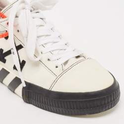Off-White Black/White Suede Vulcanized Striped Low Top Sneakers Size 38