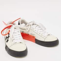 Off-White Black/White Suede Vulcanized Striped Low Top Sneakers Size 38