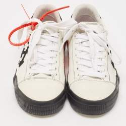Off-White Black/White Suede Vulcanized Striped Low Top Sneakers Size 38