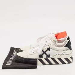 Off-White Black/White Suede Vulcanized Striped Low Top Sneakers Size 38