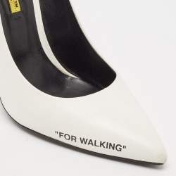 Off-White White Leather For Walking Pointed Toe Pumps Size 40