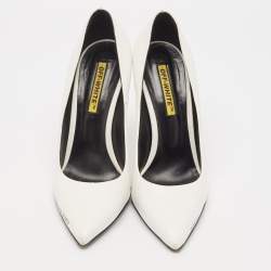 Off-White White Leather For Walking Pointed Toe Pumps Size 40