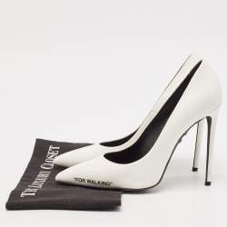 Off-White White Leather For Walking Pointed Toe Pumps Size 40